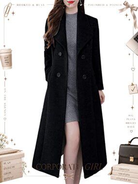 Wool Blend Shawl Lapel Double Breasted Pea Coat Midi Winter